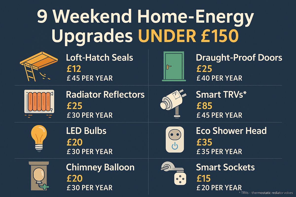 9 Weekend Home‑Energy Upgrades Under £150 (That Pay Back in 12 Months)